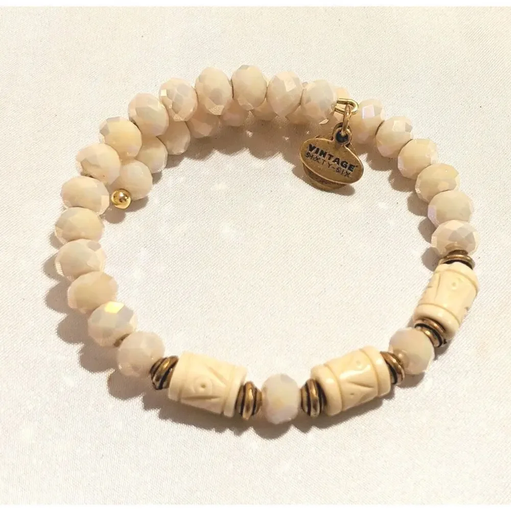 Alex and Ani Deep Sea Wrap Shore Gold Wrap Beaded Bangle Bracelet EUC